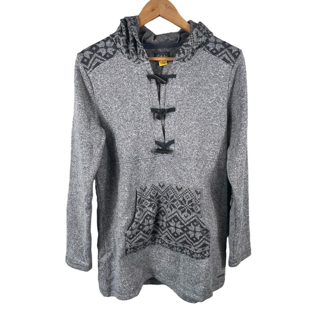Cabela's Pullover Hoodie Unisex Medium Elbow Patch Fleece Kangaroo Pouch Aztec